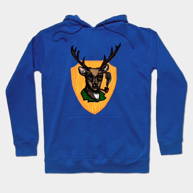 Pipe Smoking Deer Hoodie by Tessa McSorley